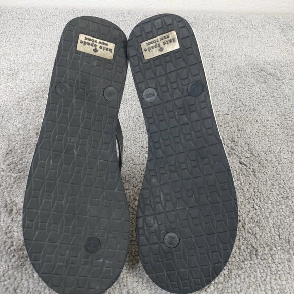 Kate Spade New York Womens 9 Shoes Thong Flip Flop Sandals Slip On Black Check - Picture 5 of 9